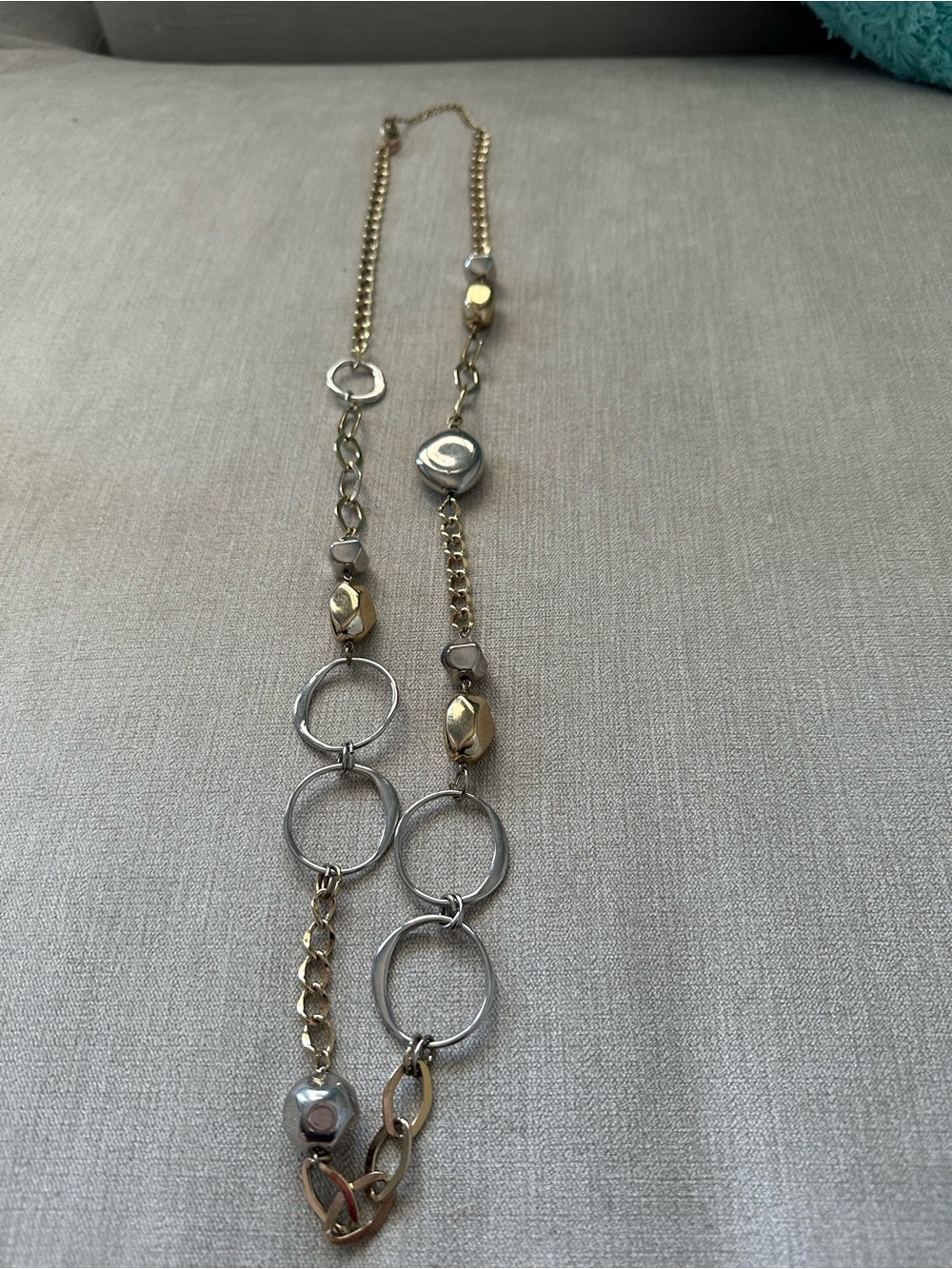 Two-Tone Gold & Silver Mixed Link Statement Necklace